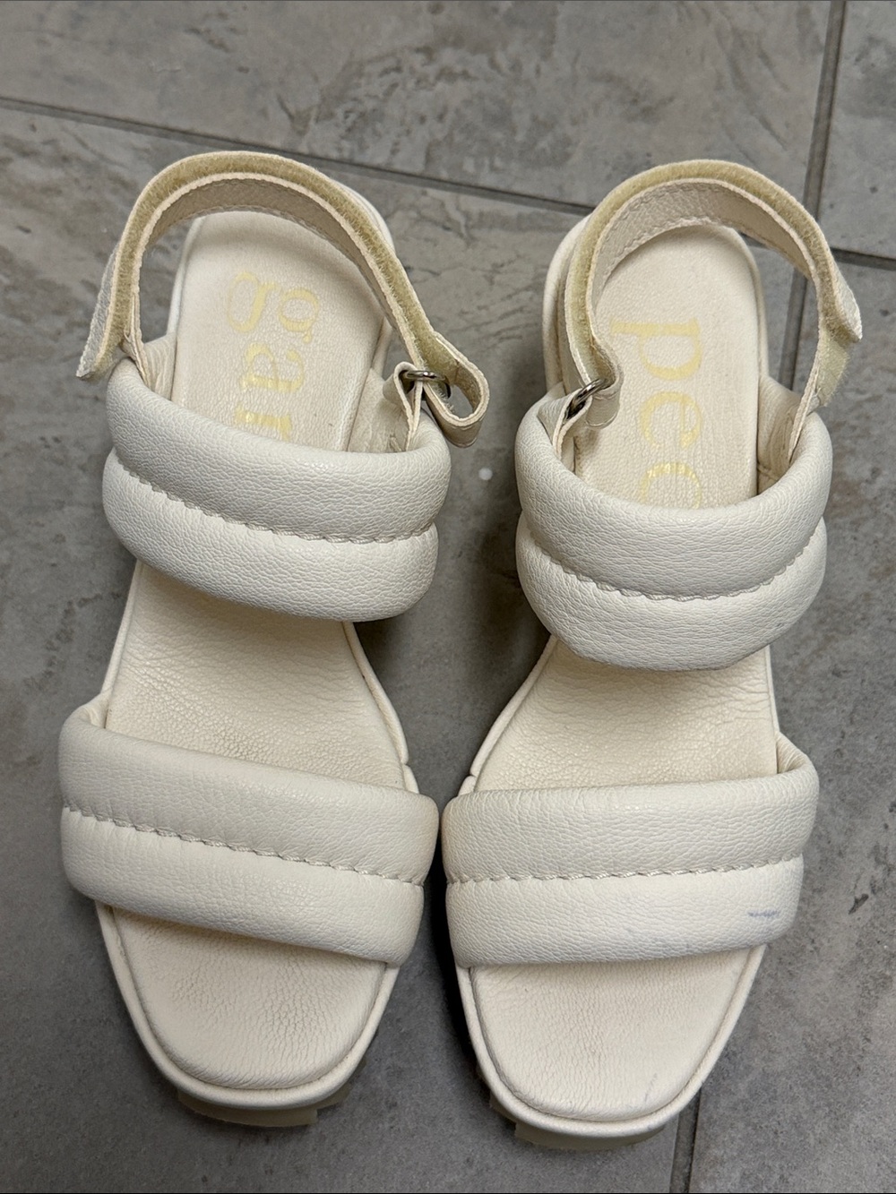 Pedro Garcia Cream Padded Double-Strap Sandals